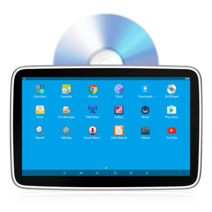 Android Headrest DVD Player with Bluetooth, 10.1" Touch Screen, 1080P HD, Upgraded Car DVD Player with Monitor, Support DVD/CD/USB Drive/TF card/HDMI Out